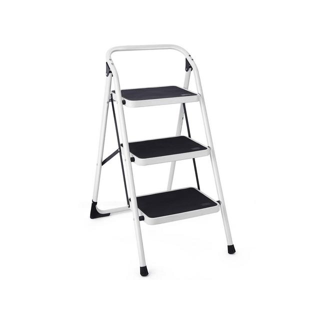 Costway 3 Step Lightweight Ladder HD Platform Foldable Stool 330 LB Cap. Saving Space