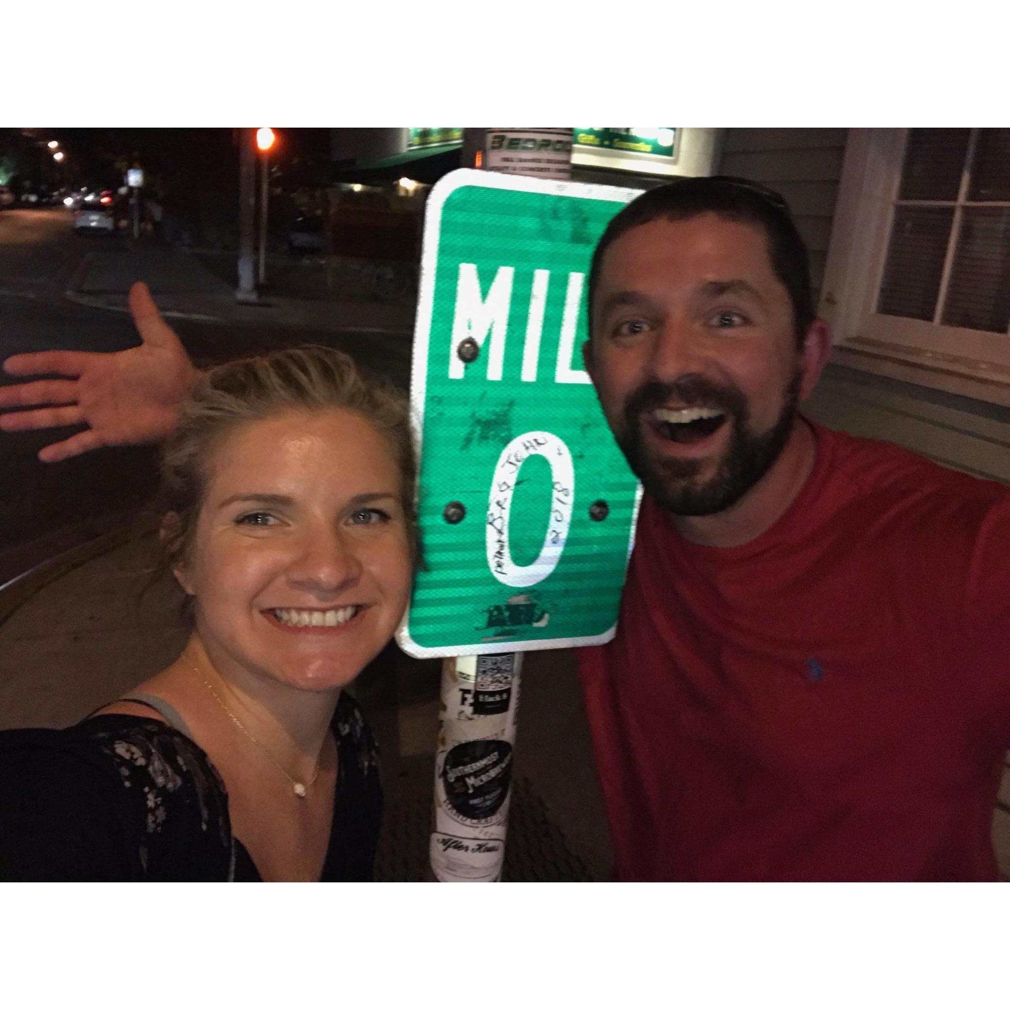 Mile Marker 0 right outside Abby's favorite bar- The Green Parrot