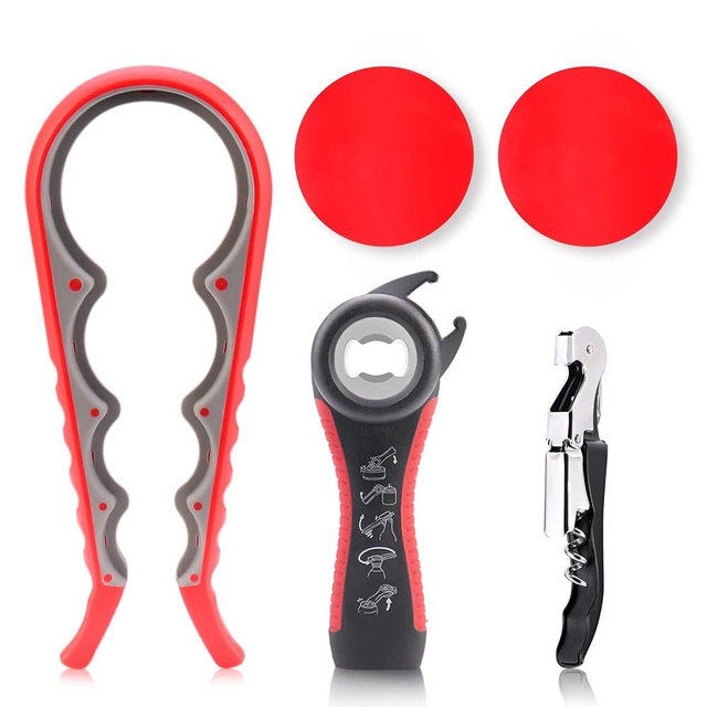 Astofli 5 Pack Jar Opener For Seniors With Arthritis, Easy Twist Lid Opener Jar Opener For Opening Jars With 2 PCS Rubber Jar Gripper, Multi Can Openers Prime For Seniors With Arthritis