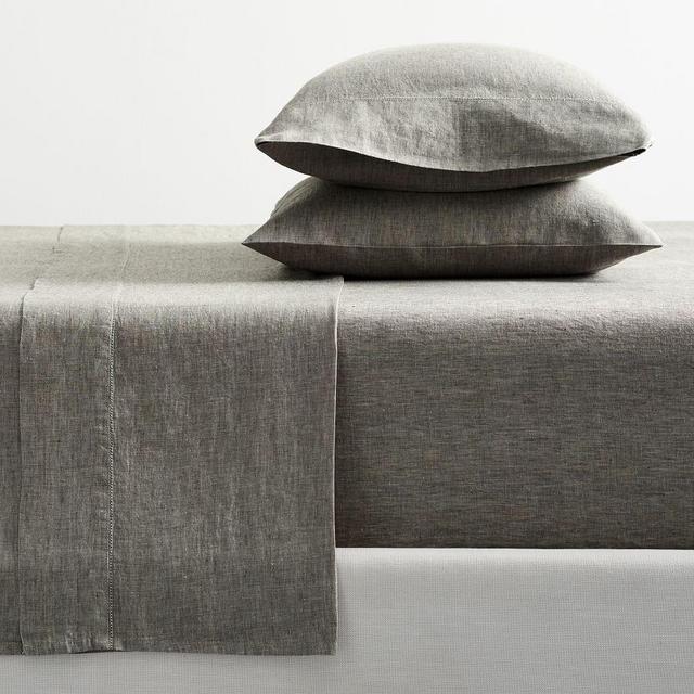 Heathered Charcoal Belgian Flax Linen Sheet Set, King