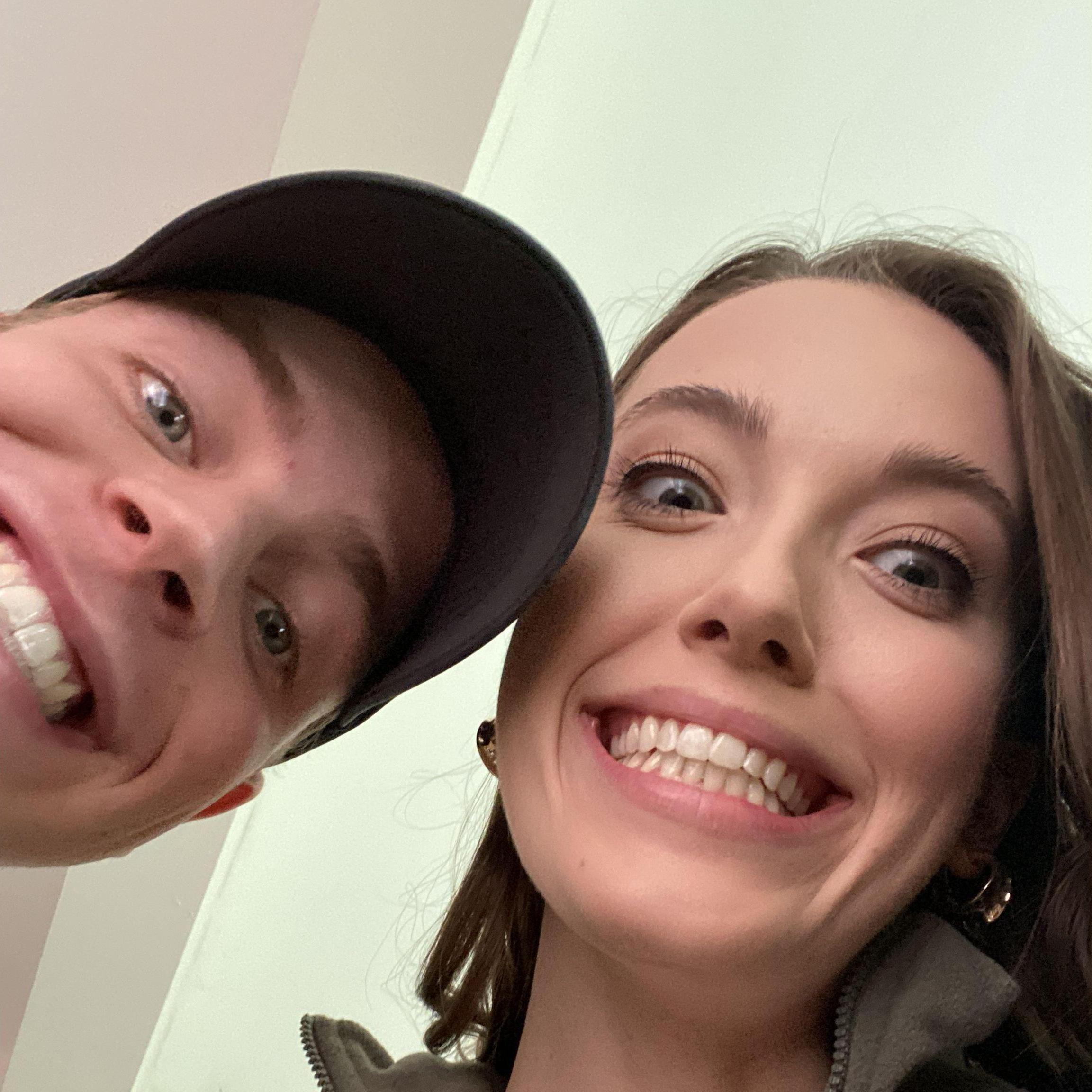 The first existing photo of the two of us - on the way to the gym!