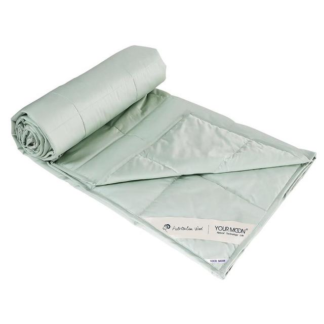 YOUR MOON Luxurious Lightweight Wool Comforter King Size, Lightweight Summer Comforter/Duvet Insert, 100% Natural Australian Wool Filled Comforter Blanket, Noiseless Cotton Shell(Green)