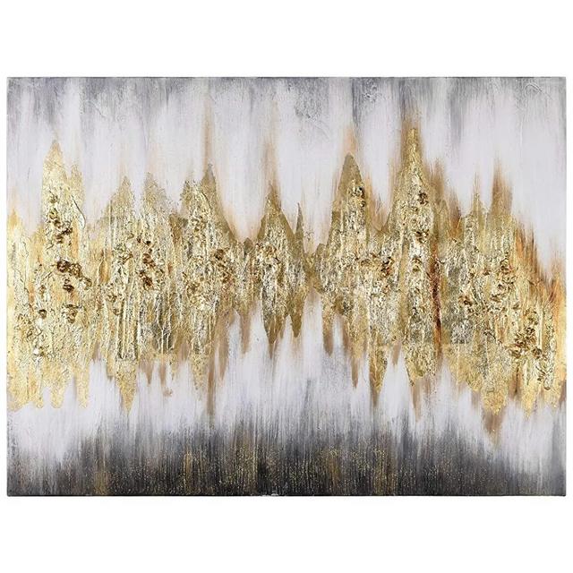 Empire Art Direct Gold Frequency Abstract Wall Art Textured Metallic Hand Painted Canvas by Martin Edwards Ready to Hang,Living Room, Bedroom ＆ Office, 40 in. x 1.5 in. x 30