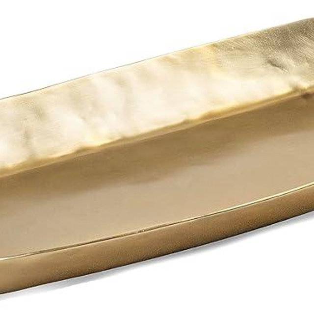Red Co. 16 inch Long Oval Decorative Metal Aluminum Tabletop Display Tray, Gold