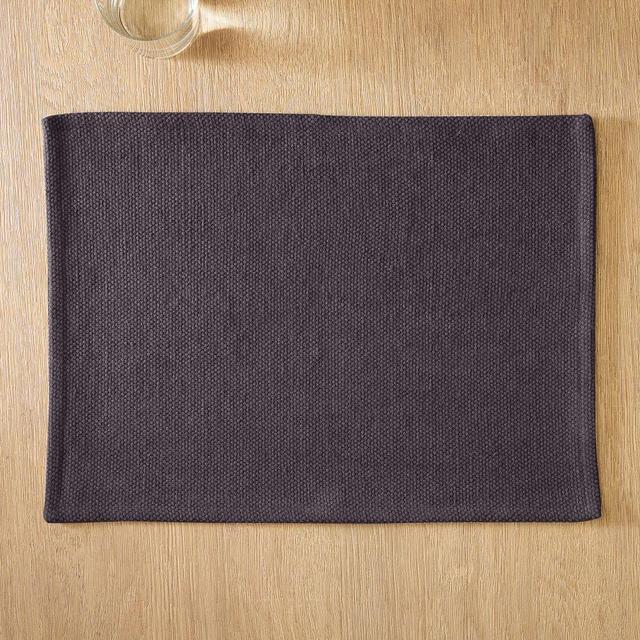 Textured Canvas Table Linens Placemat Black Cotton Canvas 14x19 inch Set of 8 BOM