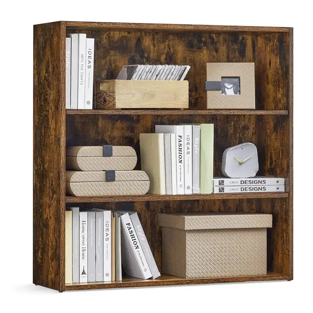 VASAGLE 3-Tier Bookshelf, 31.5 Inches Wide, Open Bookcase with Adjustable Storage Shelves, Floor Standing Unit, Rustic Brown