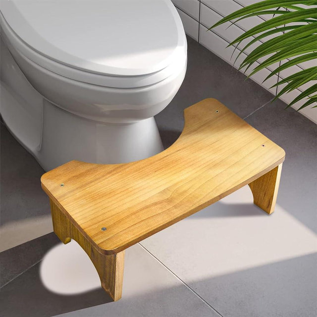 AZEN Toilet Stool Squat Adult, Wood Poop Stool for Bathroom Adults, Portable Toilet Potty Stool for Adults, 7 Inch Height