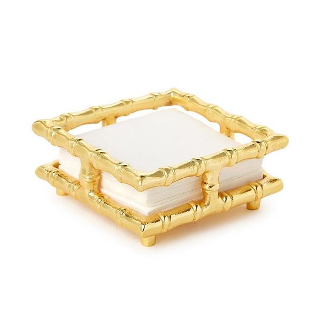 Two's Company Gold Bamboo Cocktail Napkin Holder, 6-Inch, Aluminum