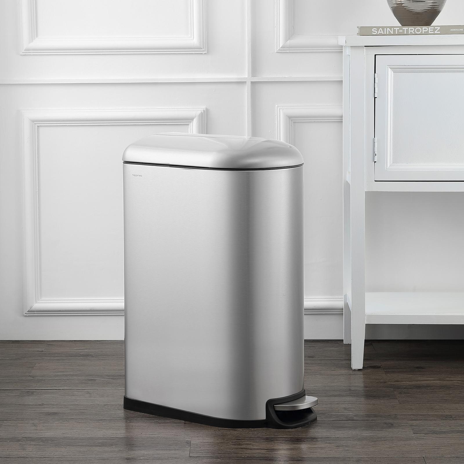 happimess Chuck Kitchen/Office 17.2-Gallon Open-Top Trash Can, Chrome