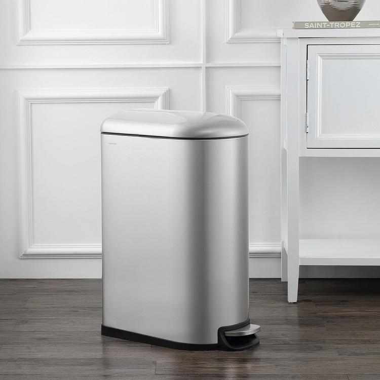 happimess Oscar 8-Gallon Step-Open Trash Can with Free Mini Trash Can Stainless Steel