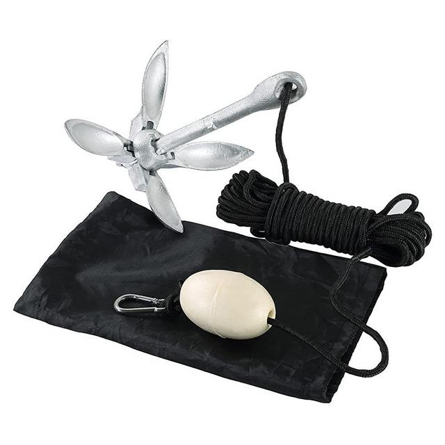 weyleity 3.5lbs/1.5kg Kayak Anchor with 12meters/39.37feet*6mm Rope, Folding Grapnel Anchor, Boat Anchor with Foldable Claw for Kayak Canoes Jetski Waterski
