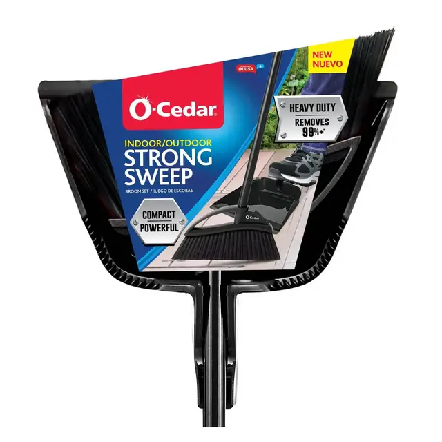 O-Cedar Indoor/Outdoor Strong Sweep Broom with Step On Dust Pan