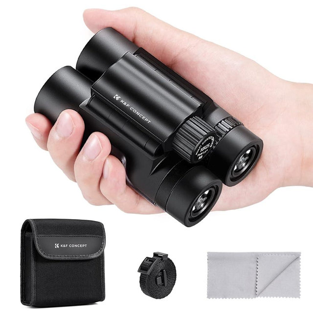 K&F Concept 10x25 Compact Binoculars for Kids and Adults, with BAK4 Prism, FMC Lens, IP65 Waterproof & Neck Strap for Bird Watching Hunting Travel Camping Stargazing