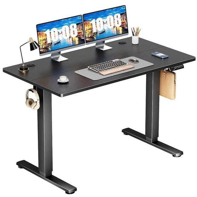 Electric Standing Desk - Height Adjustable Desk, 48 x 24 Inches Ergonomic Stand up Desk with Memory Preset, Sit Stand Computer Home Office Desk Standing Table with T-Shaped Metal Bracket, Black