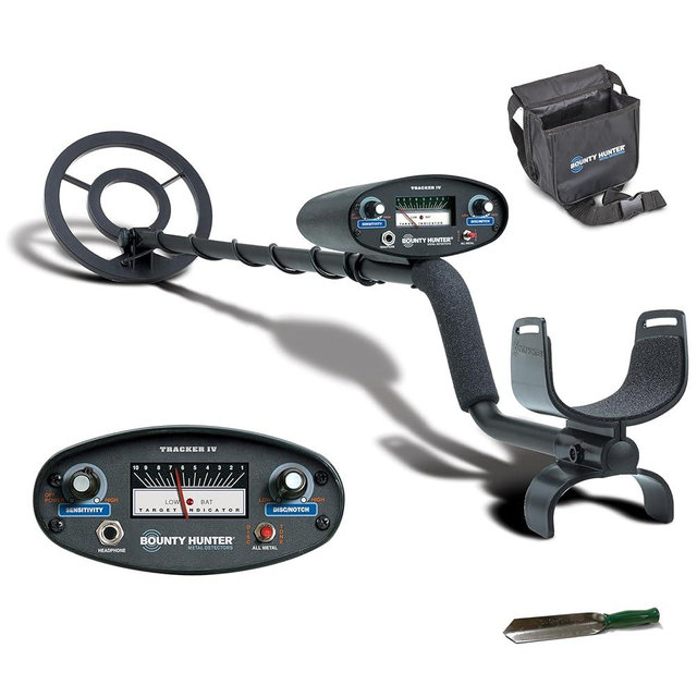 Bounty Hunter Tracker IV Metal Detector for Adults & Kids – Gold & Silver Finder with Waterproof 8" Coil, 3 Detection Modes, Easy to Use, Lightweight, Includes Digger & Pouch – Made in USA