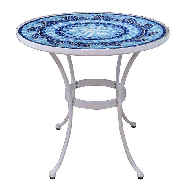 28 in. Coastal Glass Mosaic Outdoor Patio Bistro Table