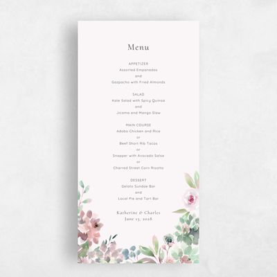 Pink Wedding Menu - Cricket