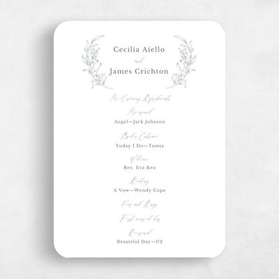 Green Rounded Wedding Program - Merriott
