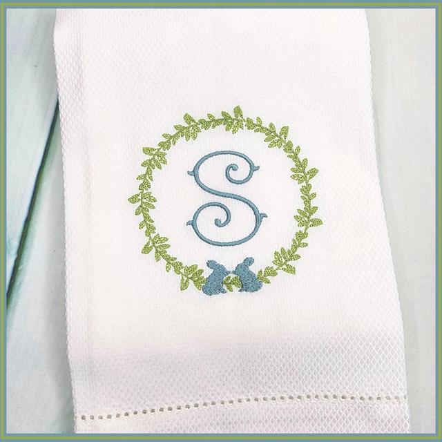 Embroidered Easter Hand Towel / Kitchen Towel / Wedding Gift / Bunny Embroidered Towel / Housewarming Gift