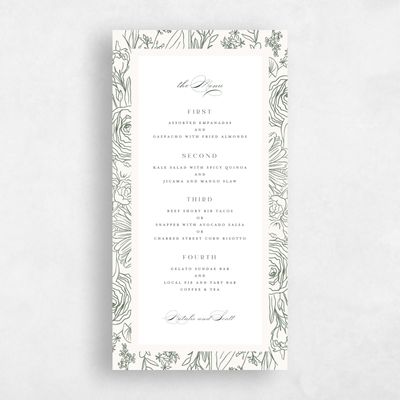 Green Greenery Wedding Menu - Corentine