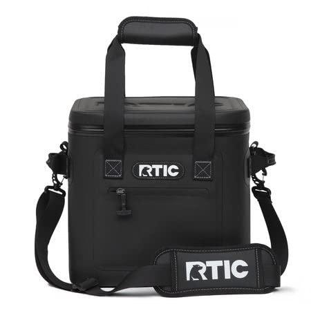 RTIC Soft Cooler 12 Can, Insulated Bag Portable Ice Chest Box for Lunch, Beach, Drink, Beverage, Travel, Camping, Picnic, Car, Trips, Floating Cooler Leak-Proof with Zipper, Black