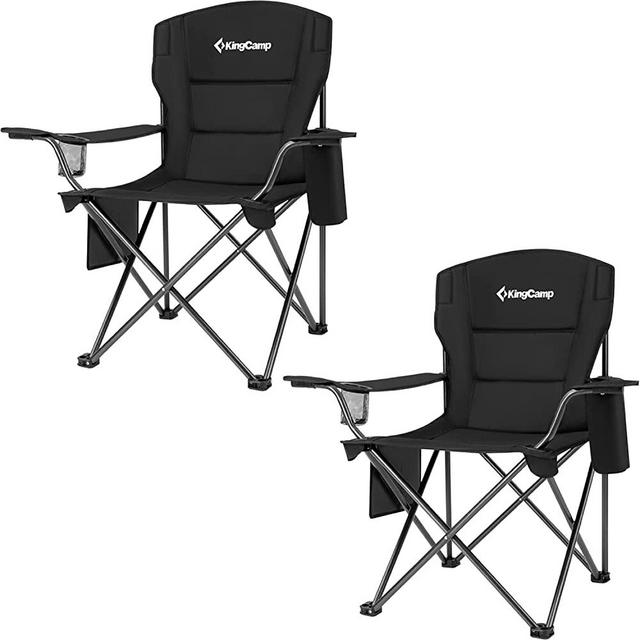 KingCamp 2 Pack Heavy Duty Oversized Folding Camping Chairs Set of 2 Outdoor Portable Lawn Adults Chairs for Outside Camp Sports Beach Patio, Black