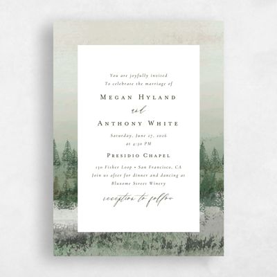 Green Elegant Wedding Invitation - Rockford Portrait