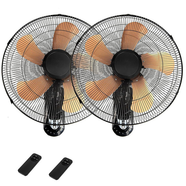 2 Pack Wall Mount Fan with Remote, 3-Speed Wall Oscillating Fan with 5 Blades, Adjustable Tilt and Timing, 16 Inch High Velocity Wall Mounted Fans for Bedroom, Gym, Office, Warehouse, Garage