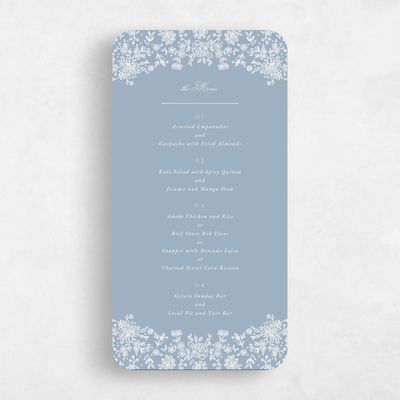 Blue Rounded Wedding Menu - Justine