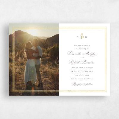 White Wedding Invitation - Eudora Photo Foil