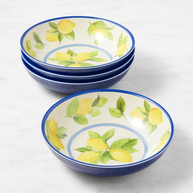 Lemon Outdoor Melamine Bowls, Set of 8