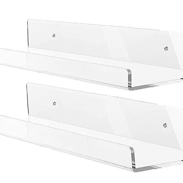 Blingsoul Acrylic Shelves - Pack of 2 Spice Lip Hanging Wall Display Shelf, Bathroom Organizer, Picture Ledge Storage Invisible Makeup Organizer