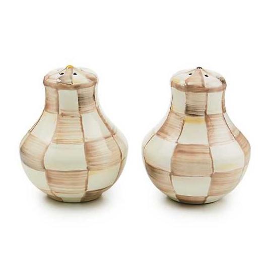 Mocha Check Salt & Pepper Shakers