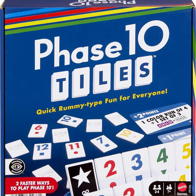 Mattel Games Phase 10 Tiles Game, Quick Family Rummy-Type Play with 32 Cards Featuring Unique Phases and Two Ways to Play, for 2-4 Players