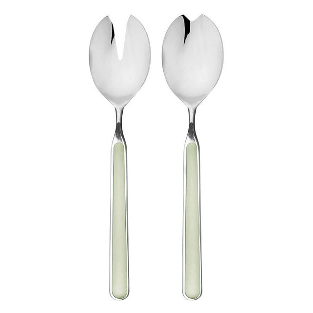 Fantasia Italian Stainless Steel Salad Serving Set, Set of 2 - Sage