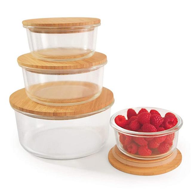 Omni Del Glass Canisters set of 5, Canisters Sets For The Kitchen, Airtight  Glass Container with Bamboo Lid, Glass Storage Jars, Kitchen Storage  Containers Set for Flour, Sugar, Coffee and More