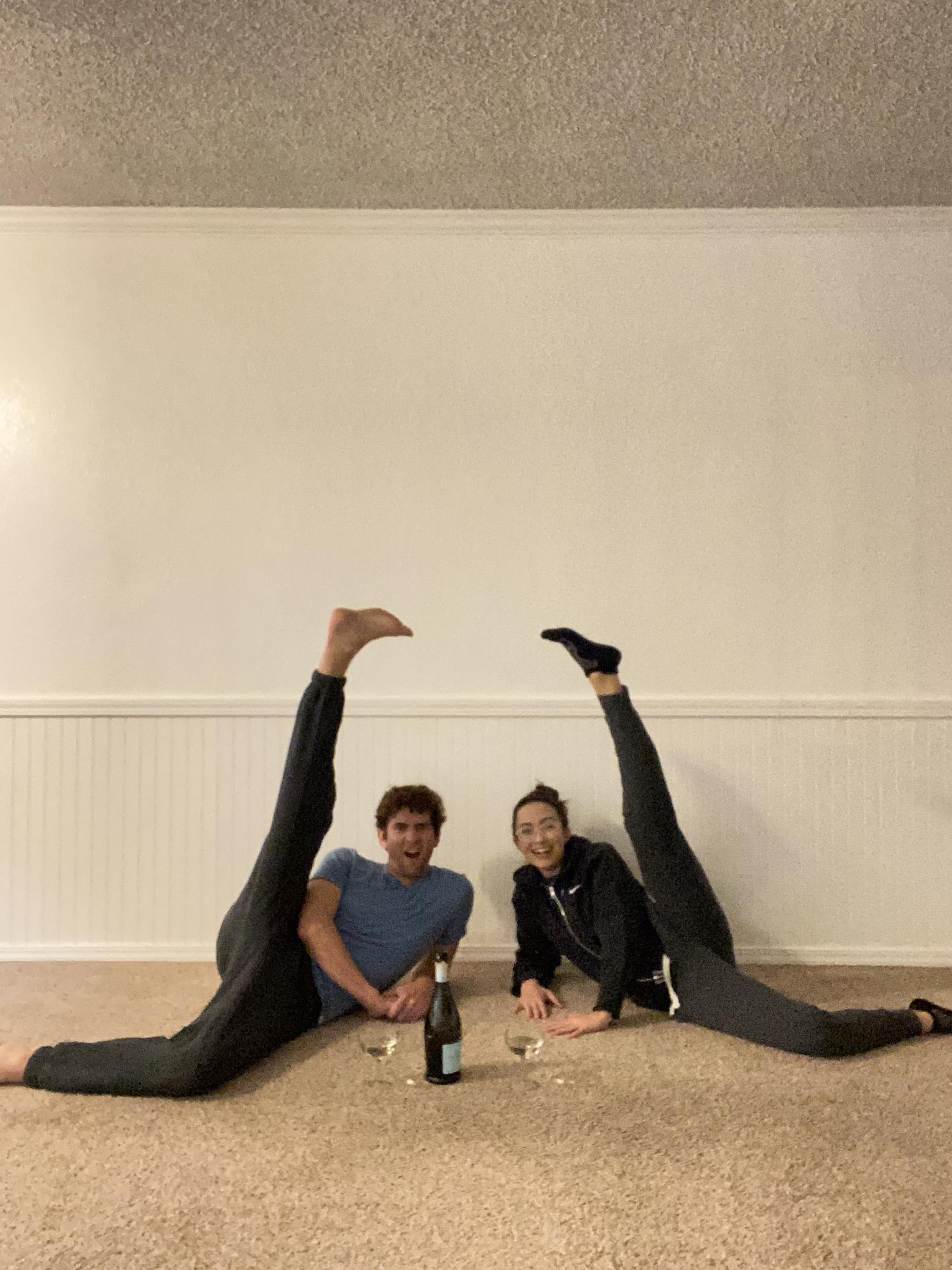 We like living together so much we decided to do it again! August of 2021 we moved into a bigger apartment and celebrated with champagne and these very cool high kicks.