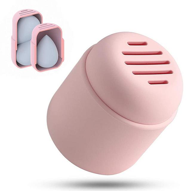 BEZOX Makeup Sponge Holder, Cosmetic Blender Silicon Travel Case, Make-up Face Sponges Container (BLENDER NOT INCLUDED) - Pink