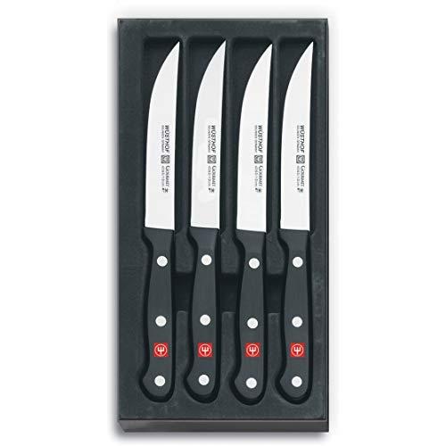 WÜSTHOF Gourmet Four Piece Steak Knife Set | 4-Piece German Knife Set | Precise Laser Cut High Carbon Stainless Steel Kitchen Steak Knife Set – Model 9729
