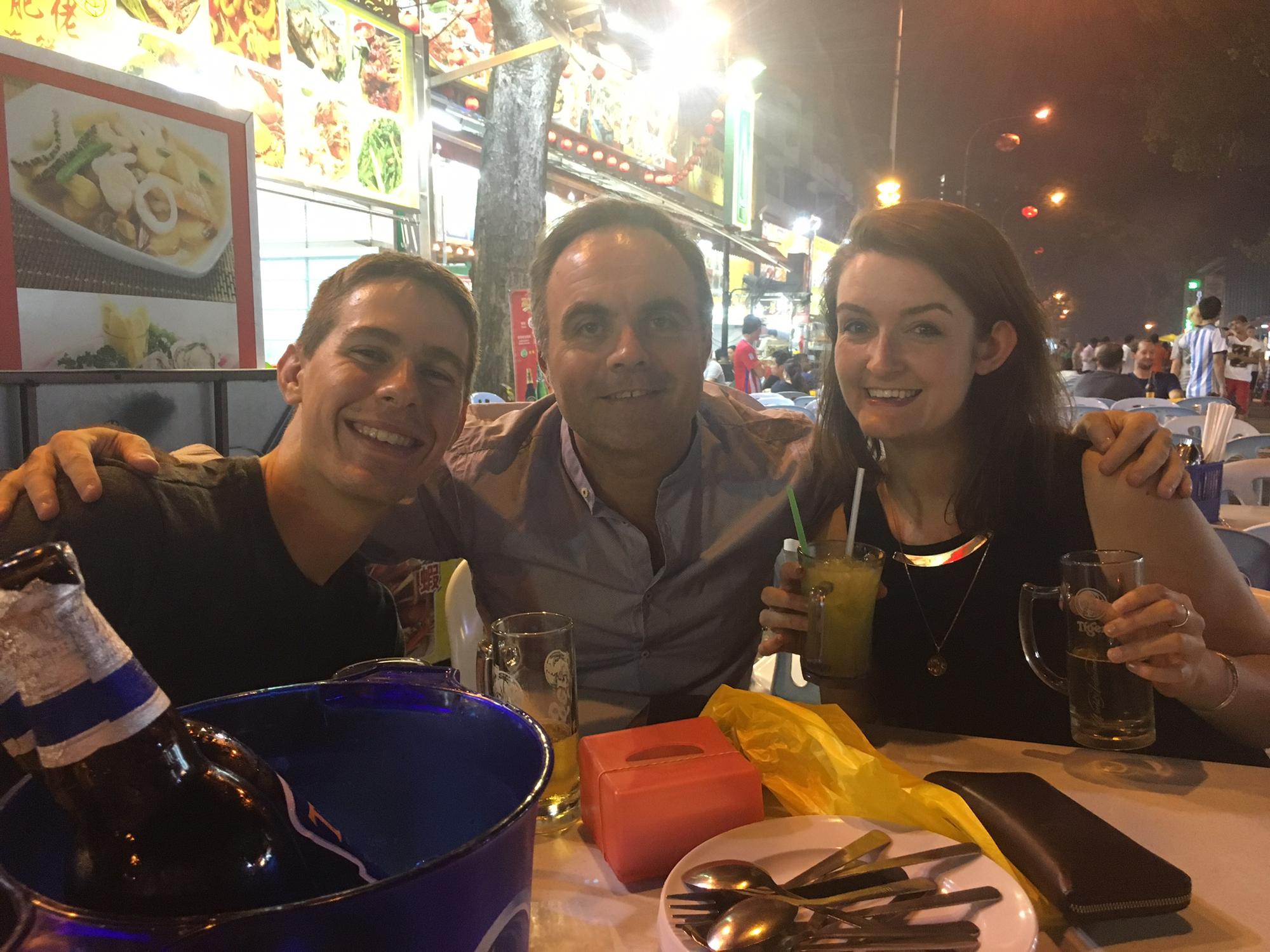 Kuala Lumpur food market with our former colleague Antonio -- in early 2016, the pre-relationship days