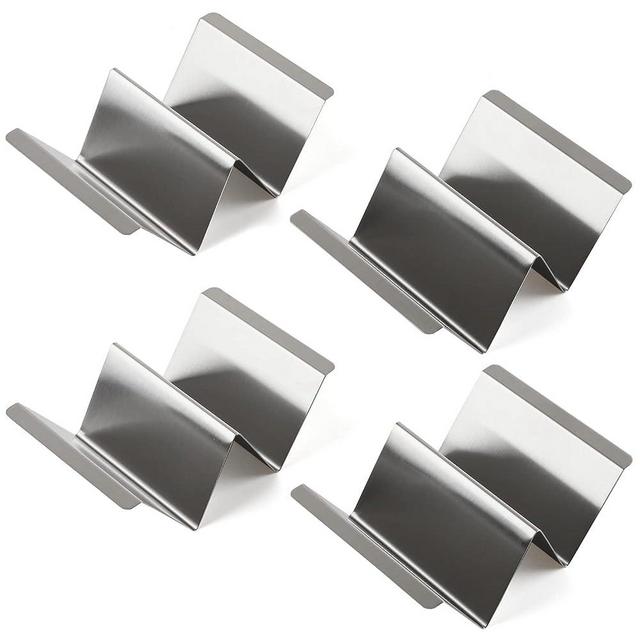 zeeooil Taco Holder Set of 4 Packs Stainless Steel Taco Holders Stand Taco Tray Shell Holders - Each Rack Holds Up to 2 Tacos - Oven, Grill & Dishwasher Safe