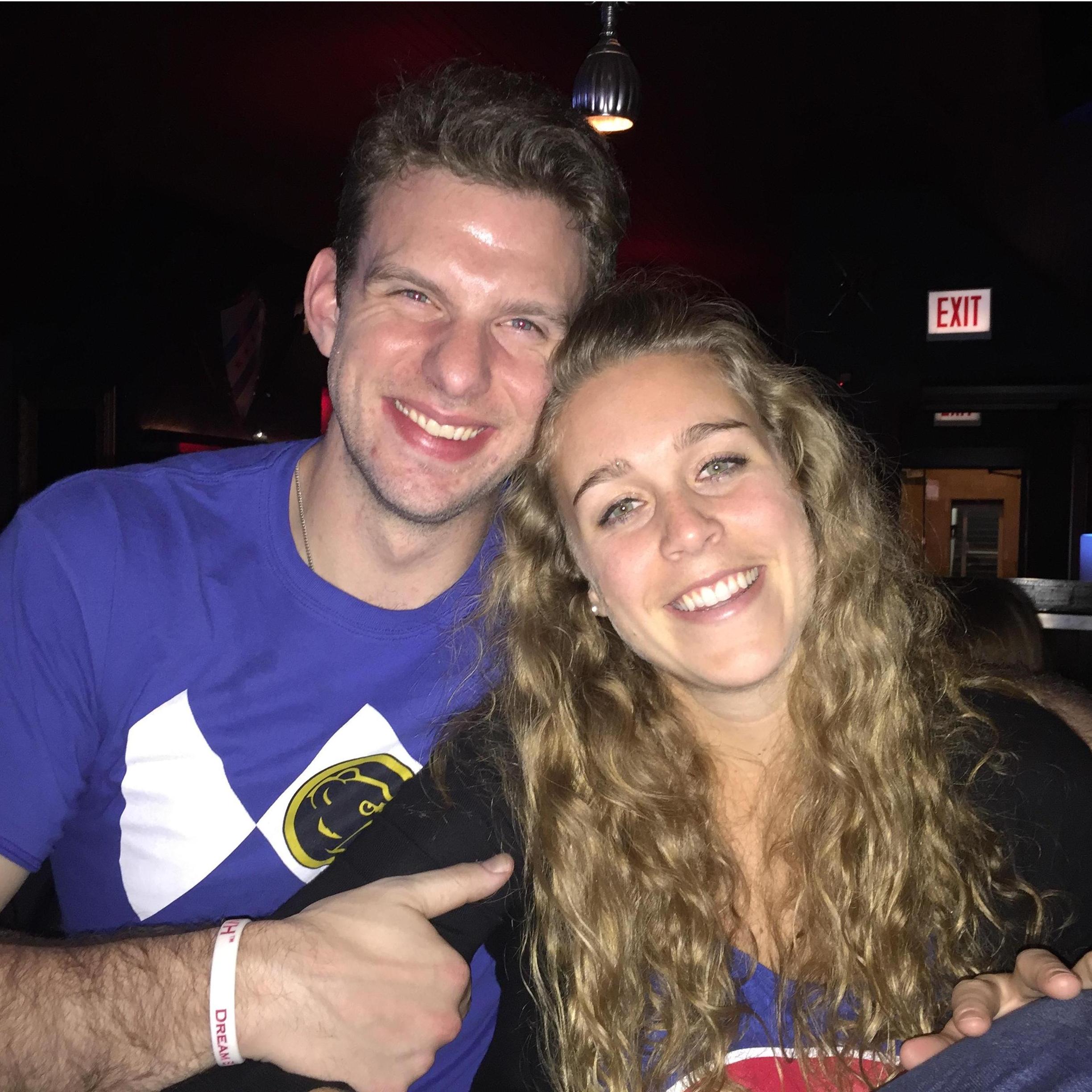 Our first photo together! Watching the Cubs win the World Series in 2016!