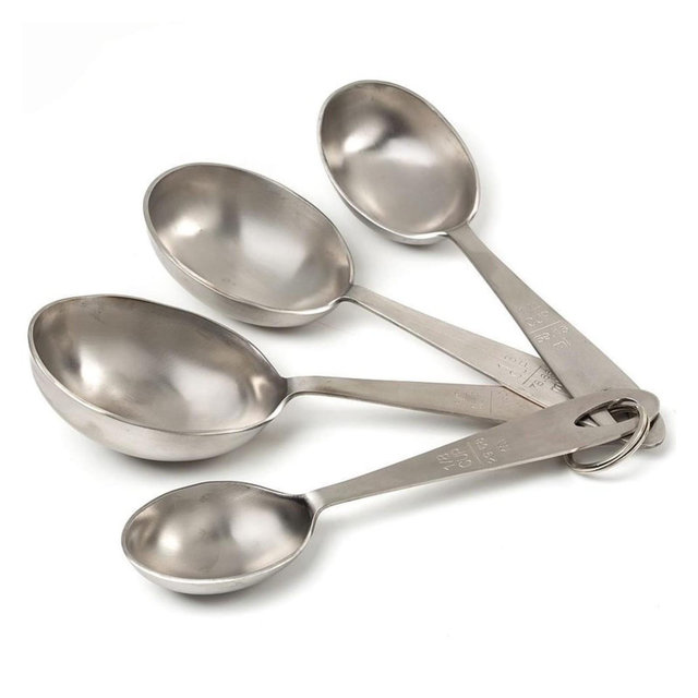 Shetler's Measuring Scoop Set, Durable 4-Piece Stainless Steel Spoon Set for Accurate Measurement of Dry and Wet Ingredients, for Baking and Cooking