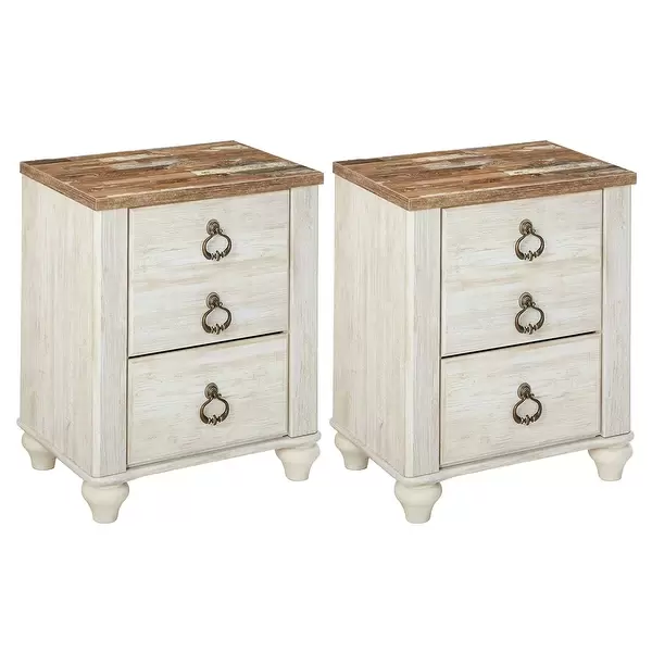 Rustic Two-Tone Finish Nightstands (2 Pack)
