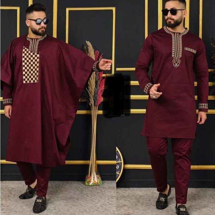 Kaftan and trousers are a great and comfortable go to. To really step it up you can get an Agabada set (which is the robe, kaftan top, trousers, and a fila cap)