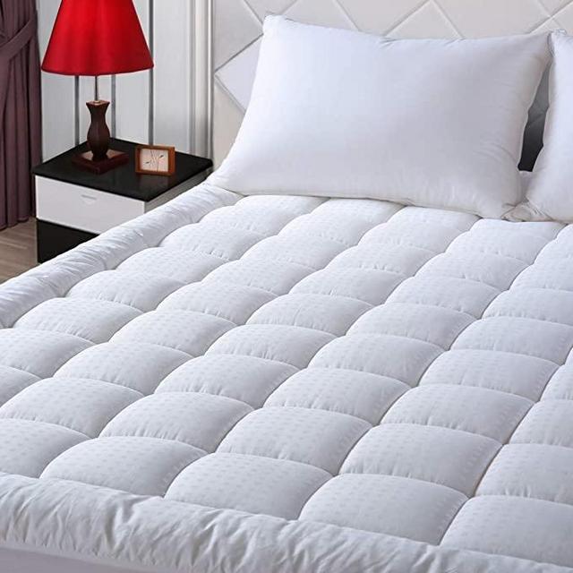 King Size Mattress Pad Pillow Top Mattress Cover Quilted Fitted Mattress Protector Cotton Top 8-21" Deep Pocket Cooling Mattress Topper (78x80 Inches, White)
