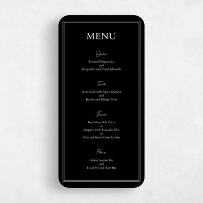 Black Rounded Wedding Menu - Verona