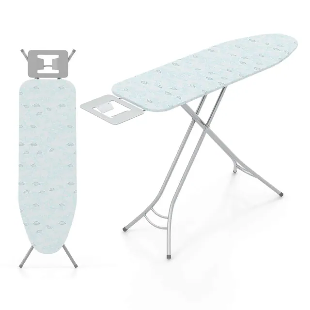 Costway Compact & Portable Ironing Board with Iron Rest Removable Cover Sturdy Metal Frame Blue