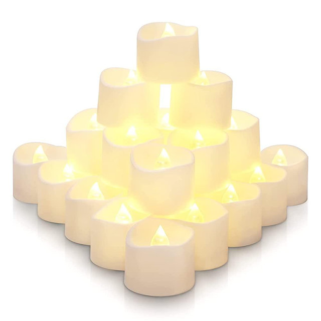 Homemory 24-Pack Tea Lights with Timer, Built-in 6 Hours Timer, Flameless Candles with Timer, Flickering Tea Lights Candles Battery Operated for Holiday Decor, Home Decor, Dia 1-2/5‘’ x H 1-1/4''