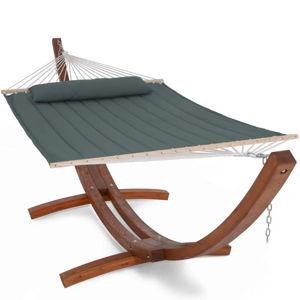 2 Person Large Quilted Hammock with 14 Ft Wooden Arc Hammock Stand| SUNCREAT